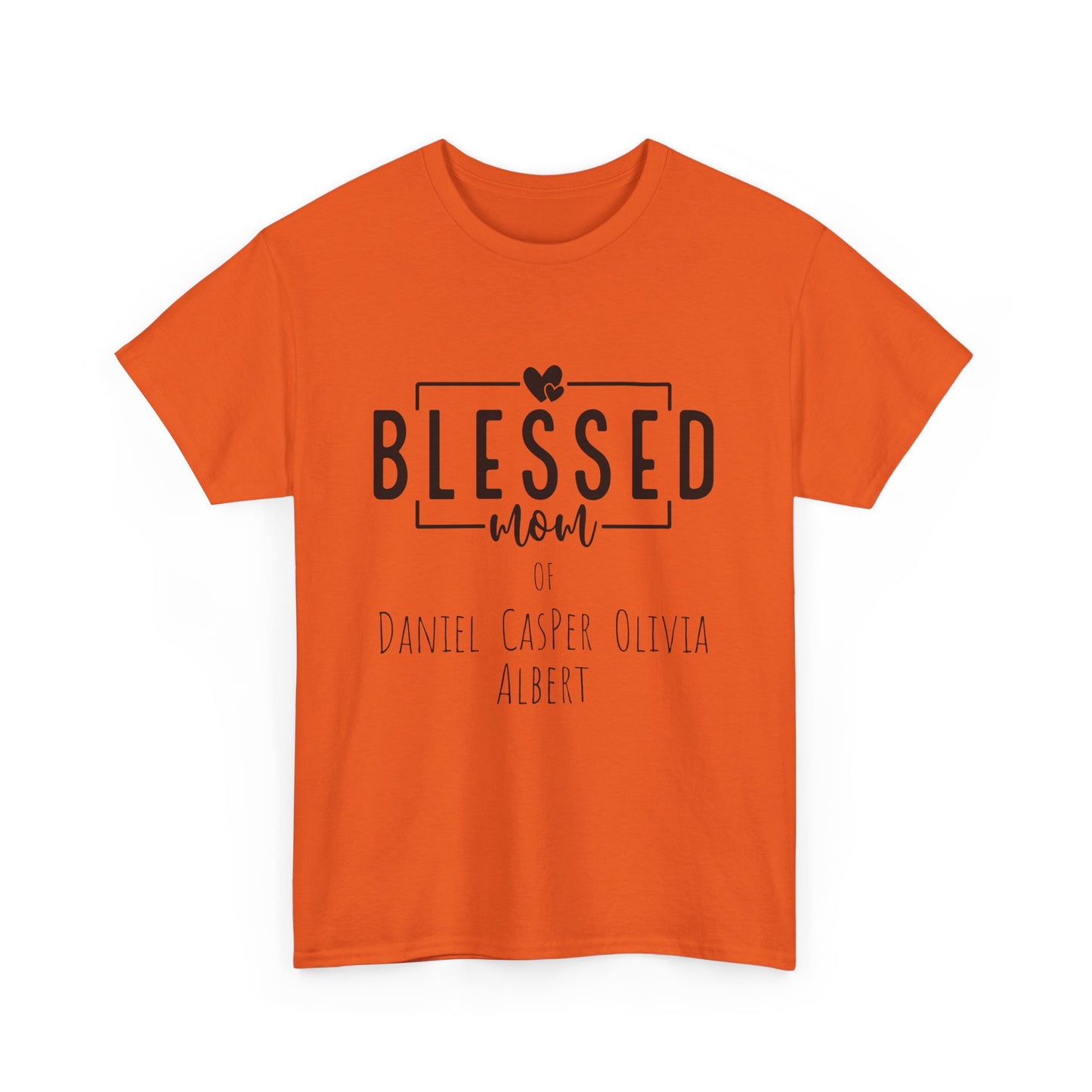 Personalized Blessed Mom Heavy Cotton Tee in different colors - with your kids names!