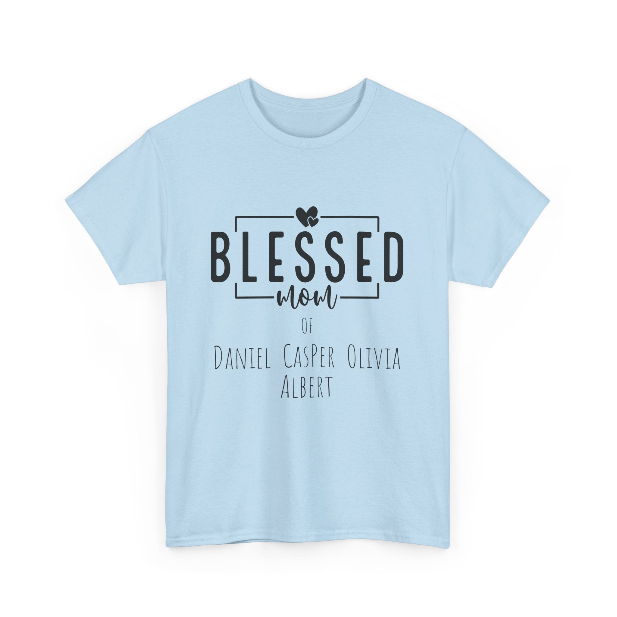 Camiseta de algodón grueso personalizada Blessed Mom en diferentes colores, ¡con los nombres de tus hijos! 