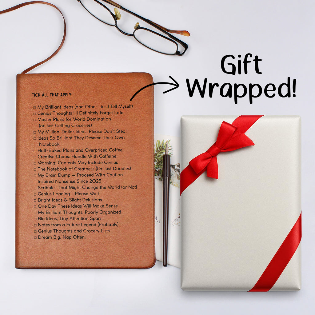 Optional Faux Leather Journal Gift Wrapping