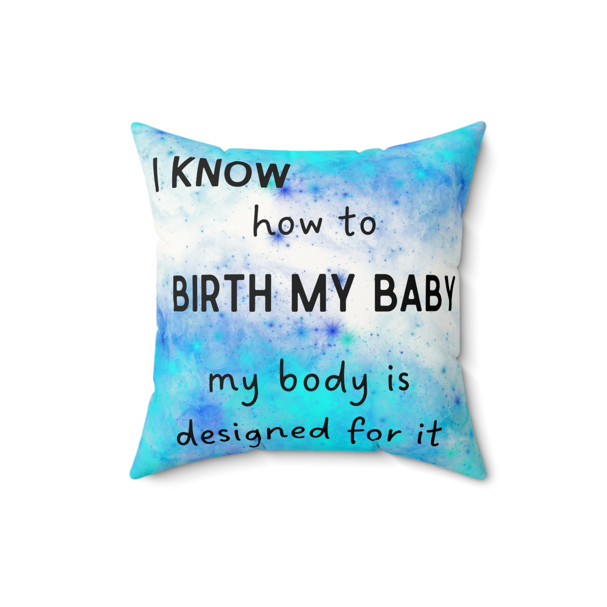 Decorative pillow with motivational quote on a watercolor background