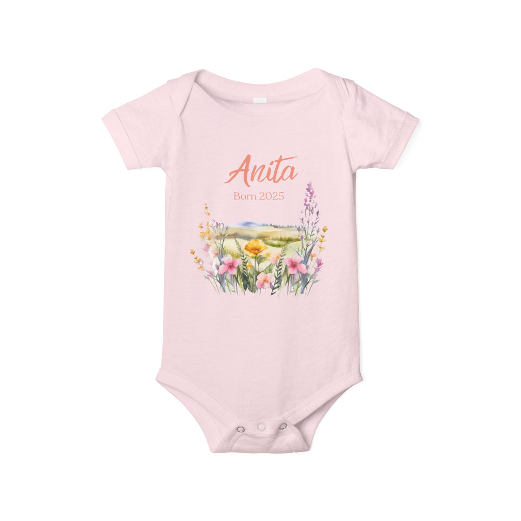 personalized bodysuit with a name and a date baby cute