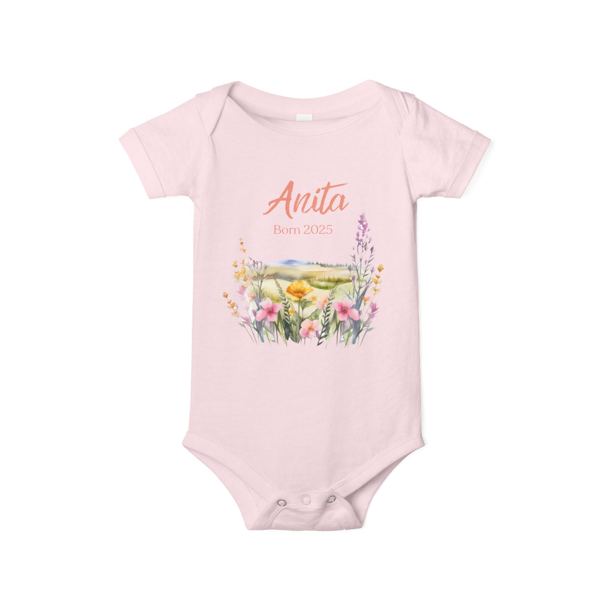 personalized bodysuit with a name and a date baby cute