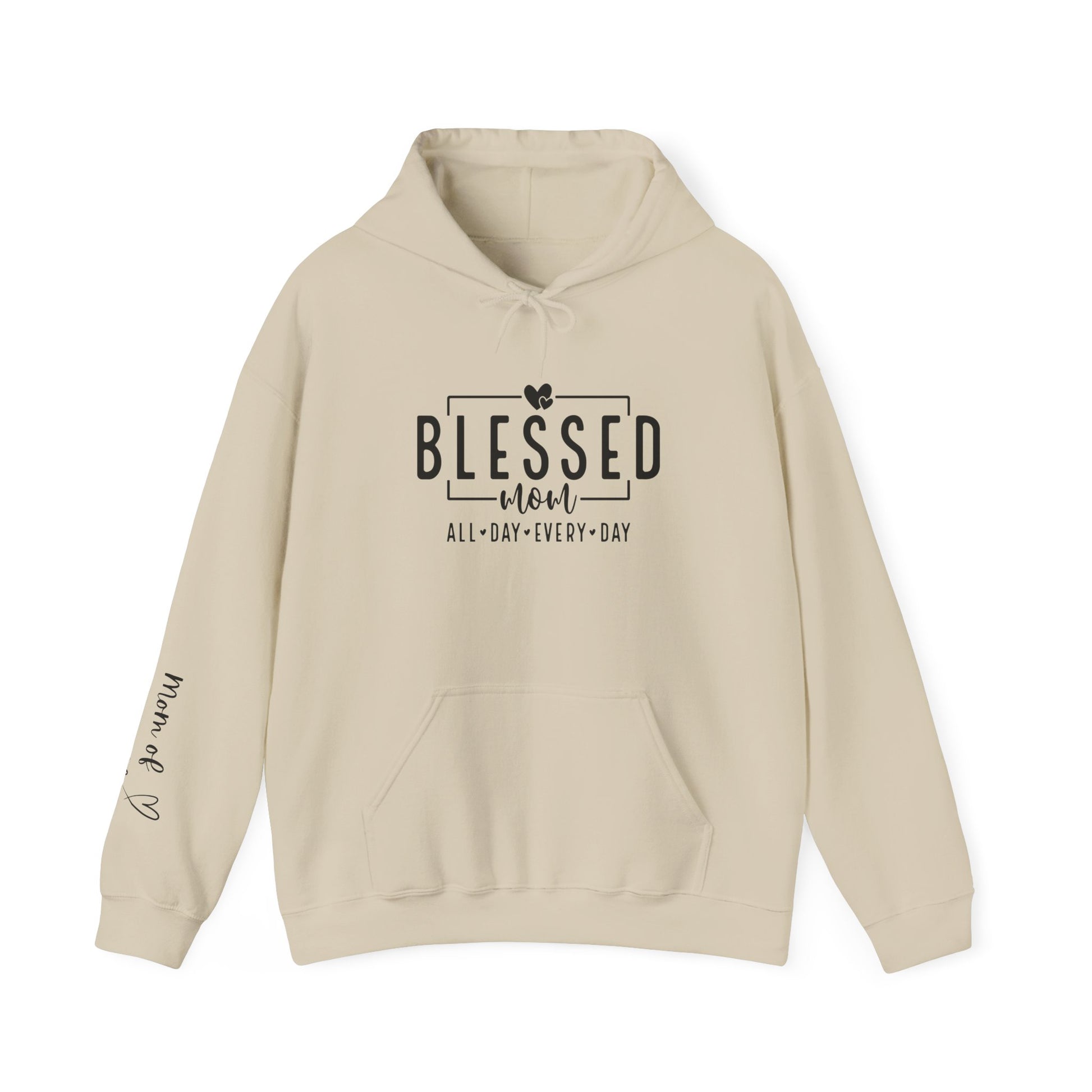 Sudadera con capucha personalizada Blessed Mom con los nombres de tus hijos 