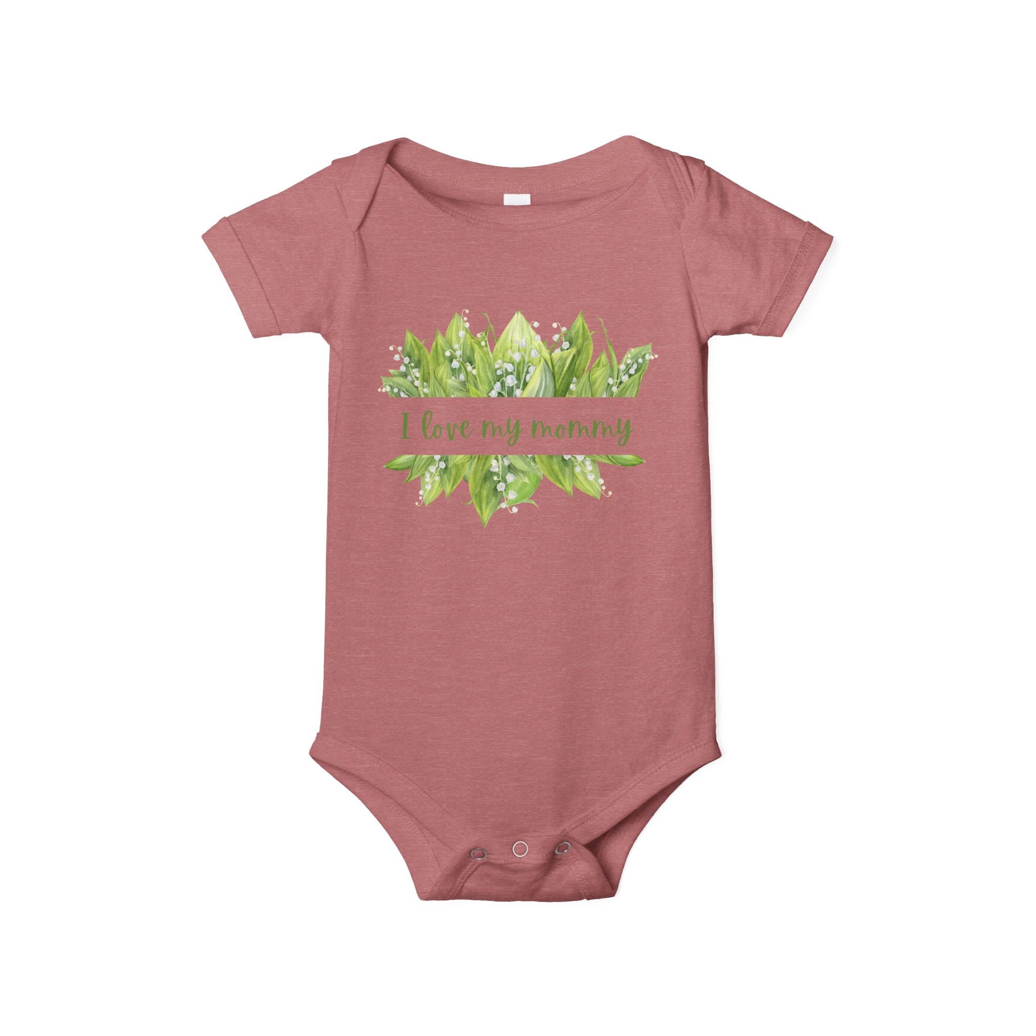 Infant Bodysuit - 'I Love My Mommy' with Lilies of the Valley