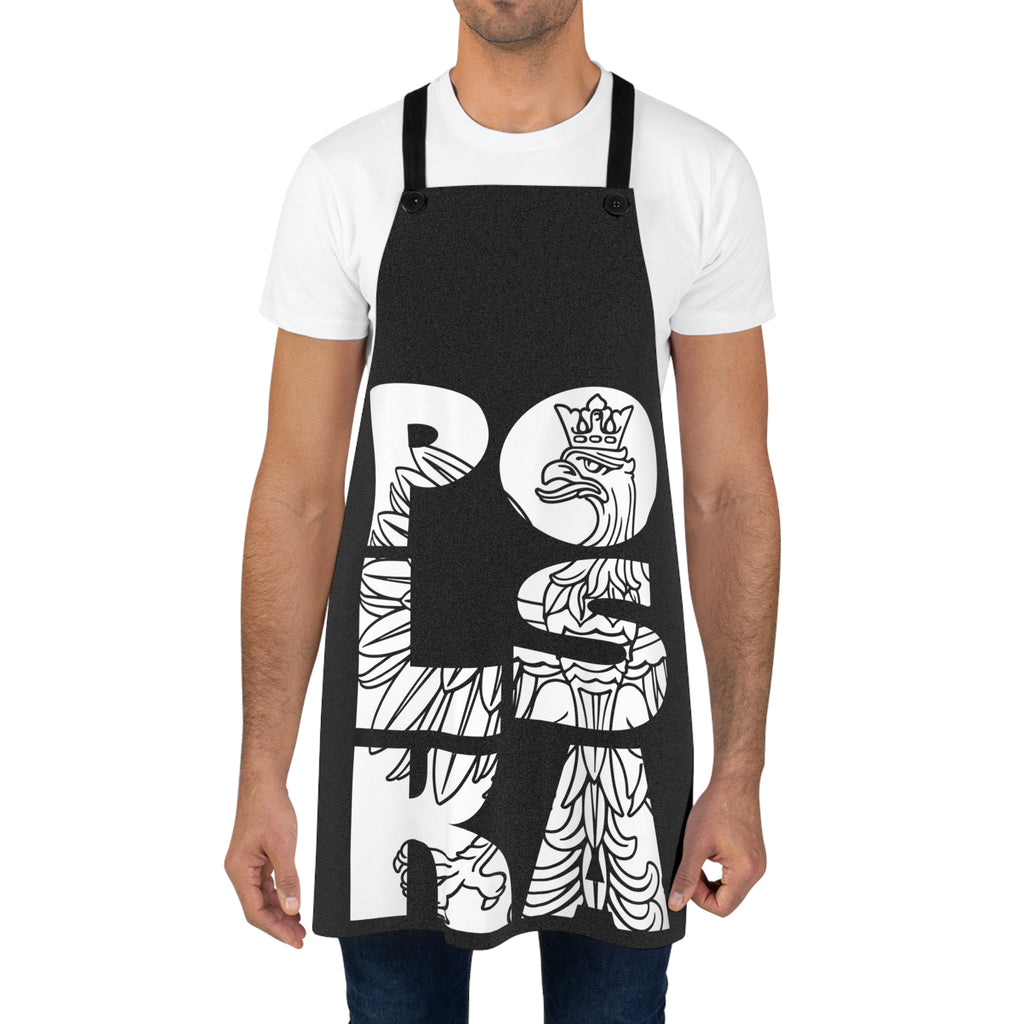 Black apron with Polish graphic design, polish herritage, polonia in USA