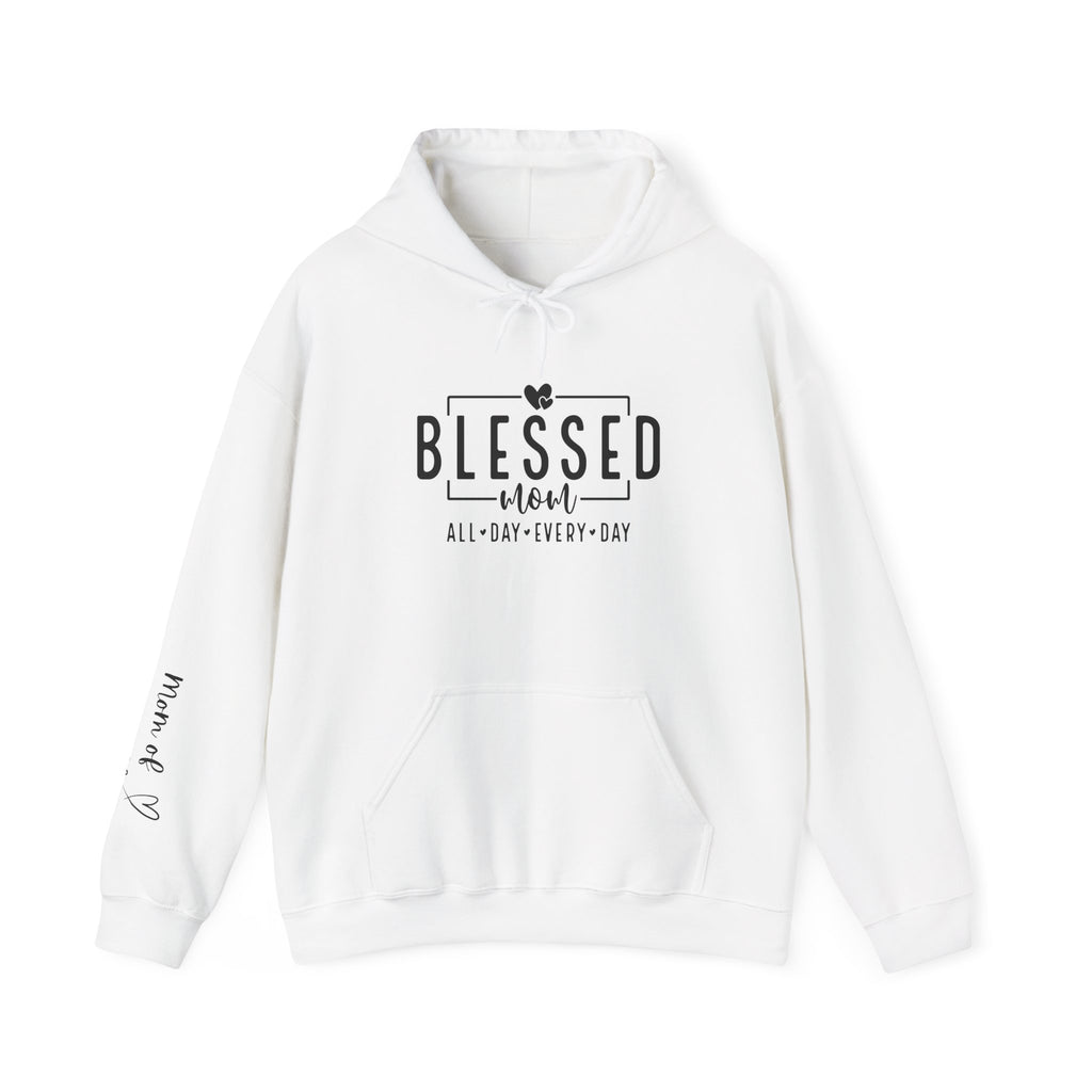 Sudadera con capucha personalizada Blessed Mom con los nombres de tus hijos 