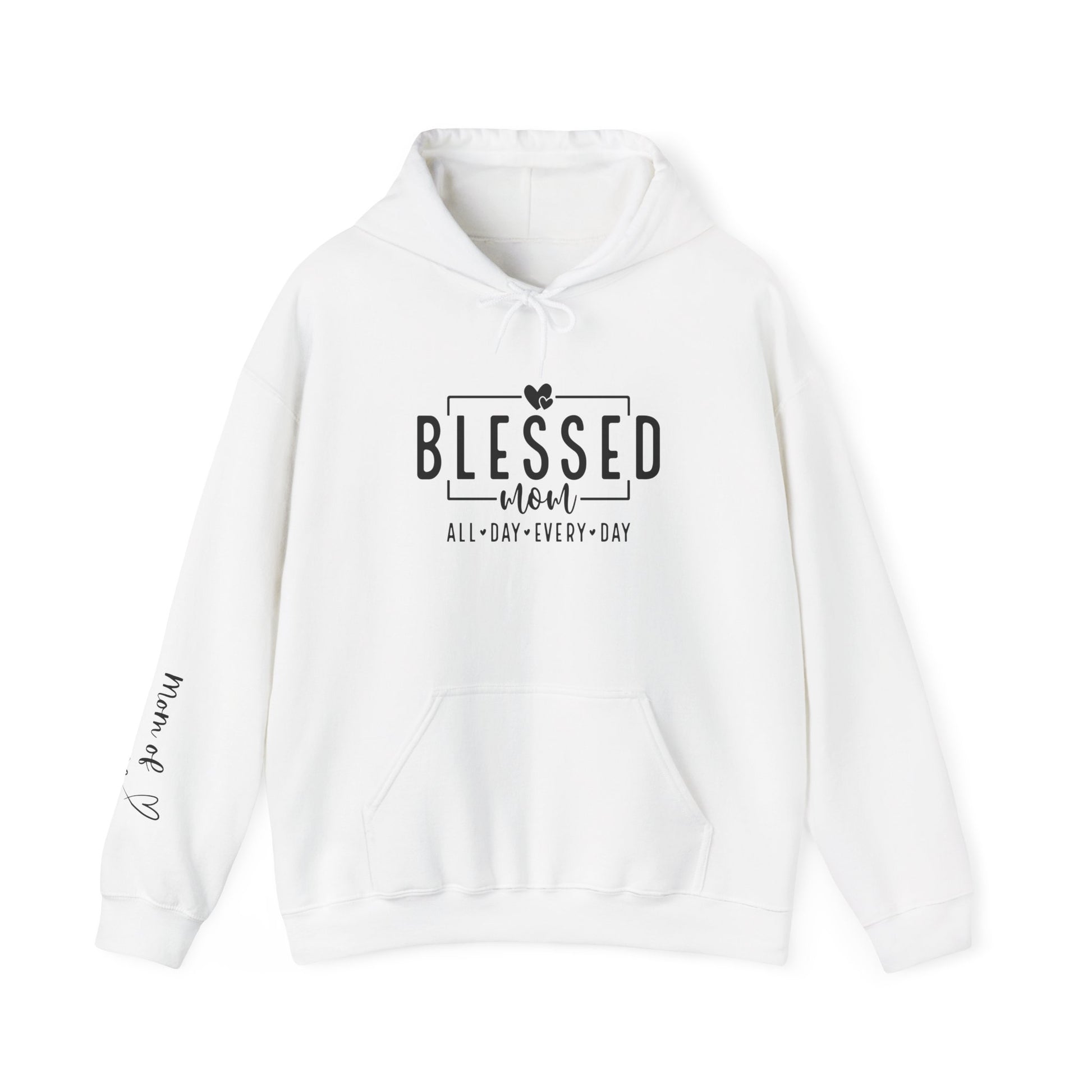 Sudadera con capucha personalizada Blessed Mom con los nombres de tus hijos 