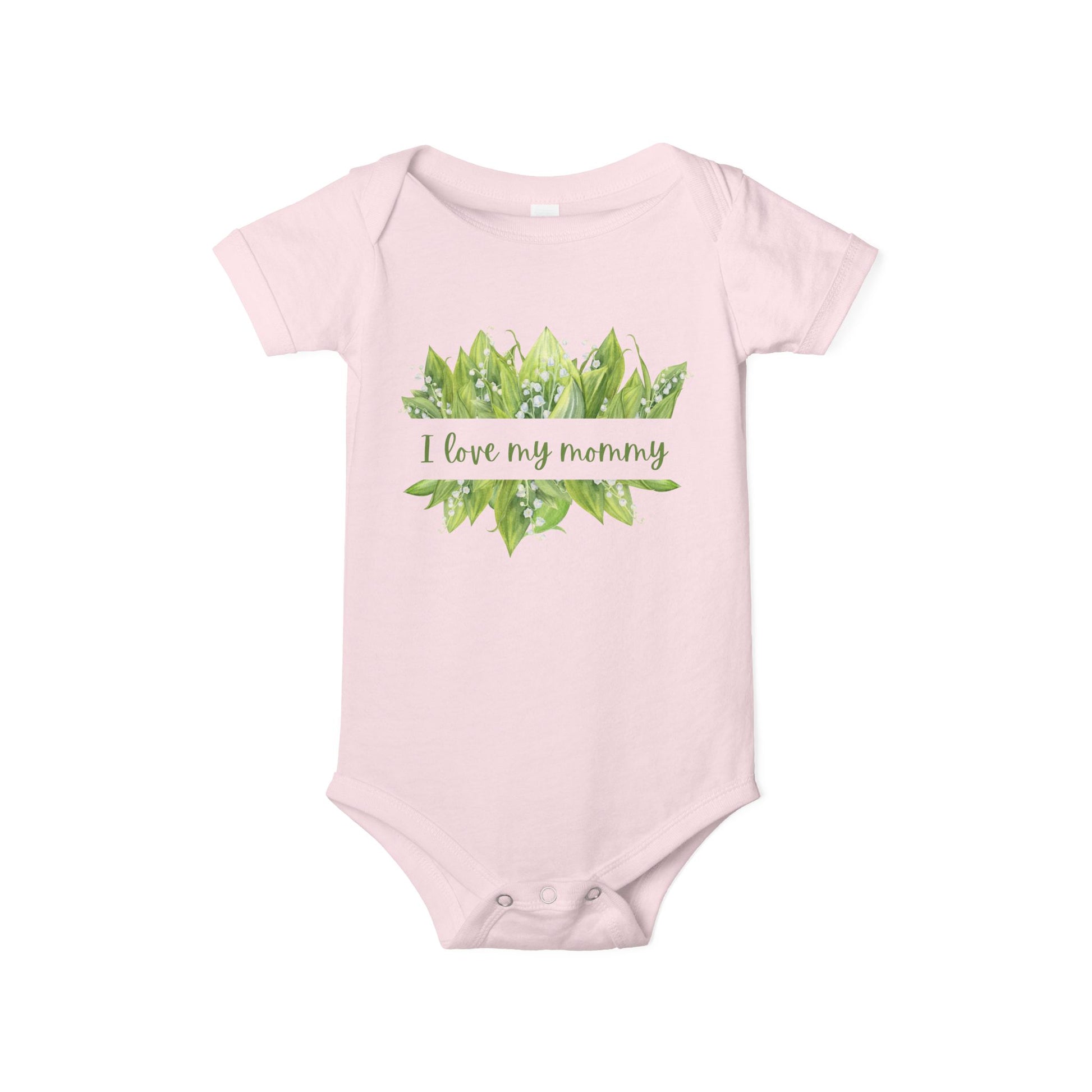 Infant Bodysuit - 'I Love My Mommy' with Lilies of the Valley