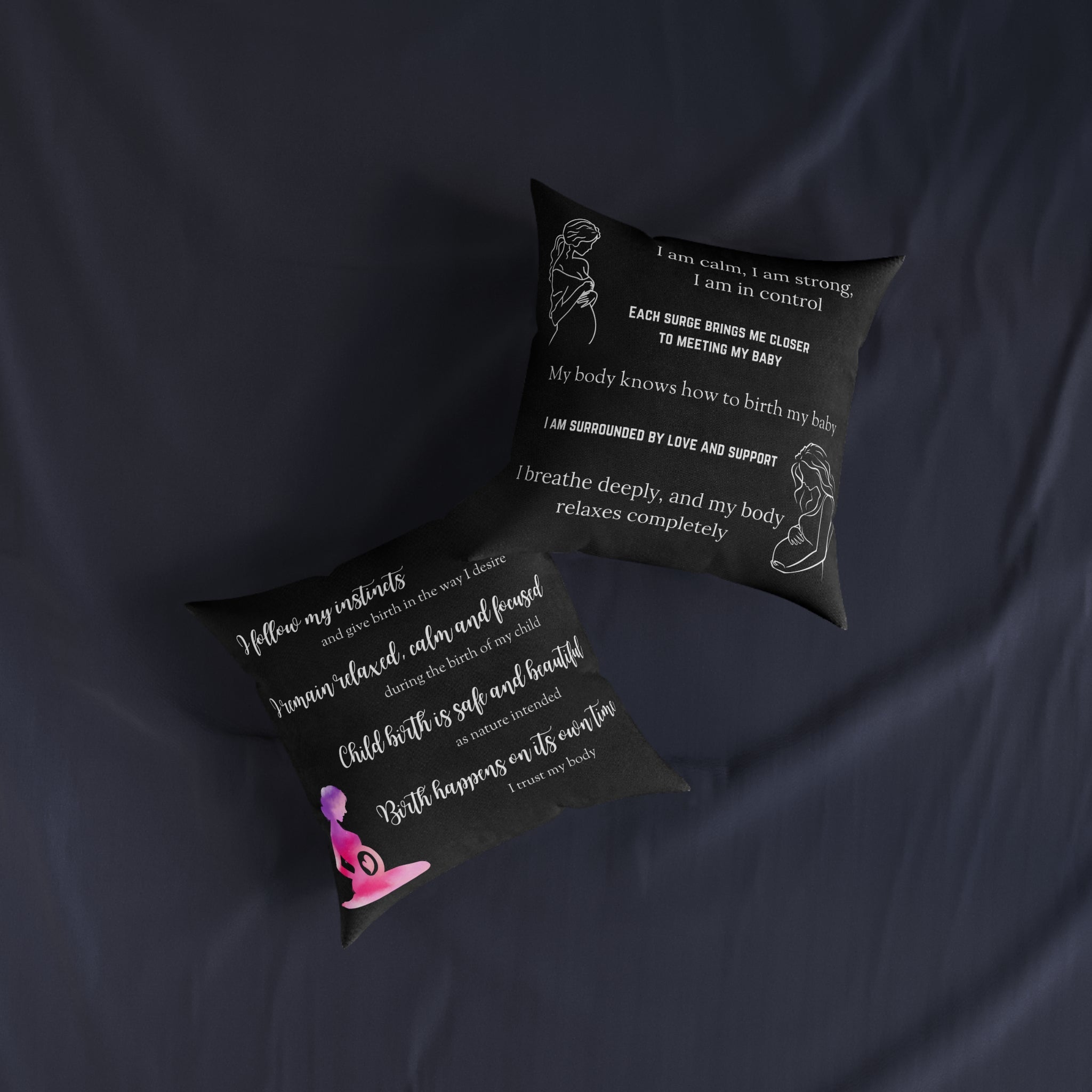 pillows with affirmations for pregnancy and birth