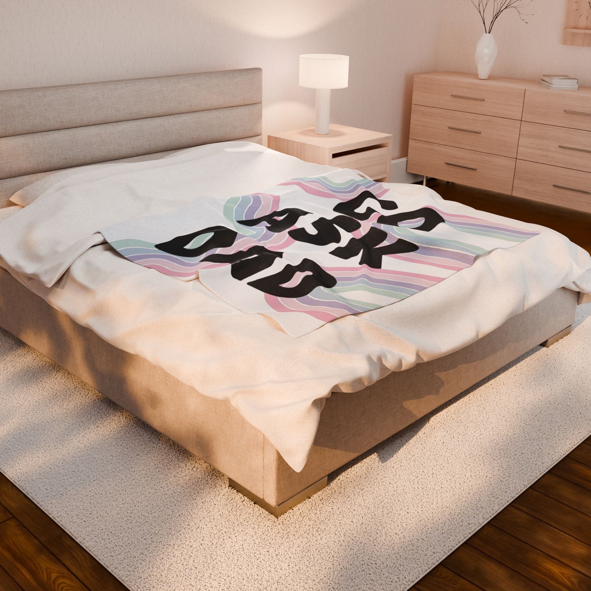 Velveteen Plush Blanket Go Ask Dad Rainbow