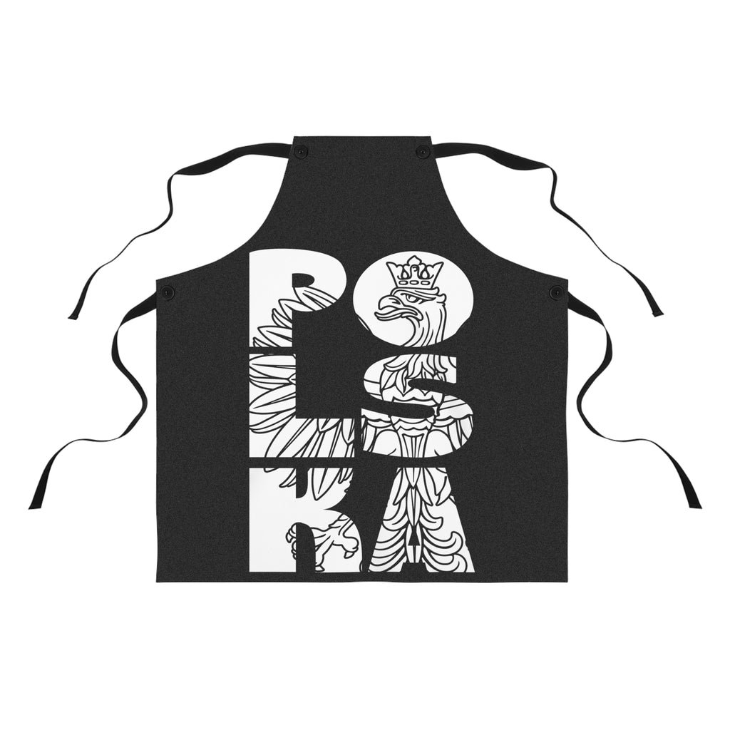 Black apron with Polish graphic design, polish herritage, polonia in USA