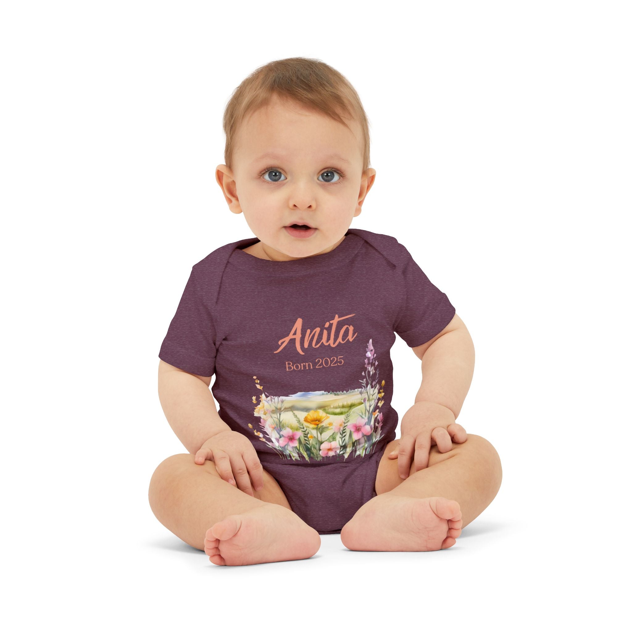 personalized bodysuit with a name and a date baby cute
