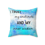 Affirmation pillow with motivational quote on a white background