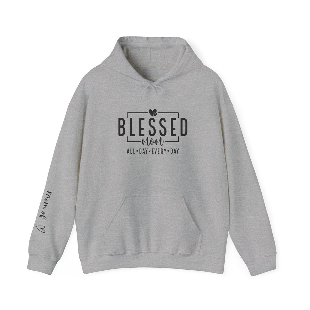 Sudadera con capucha personalizada Blessed Mom con los nombres de tus hijos 