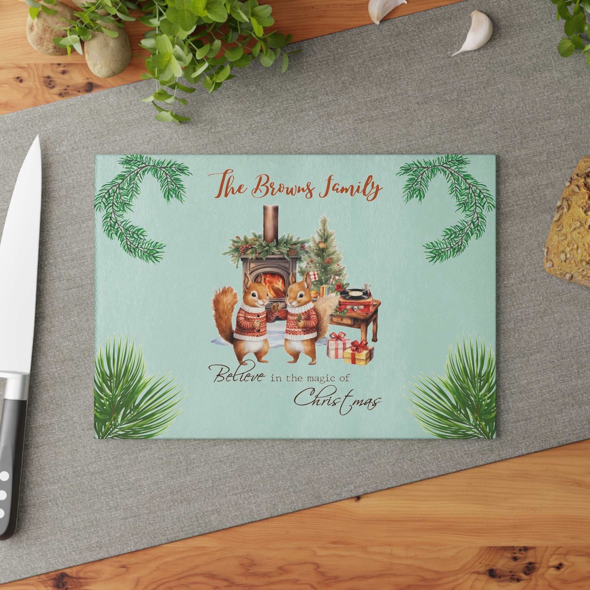 Personalized Glass Cutting Board for Christmas