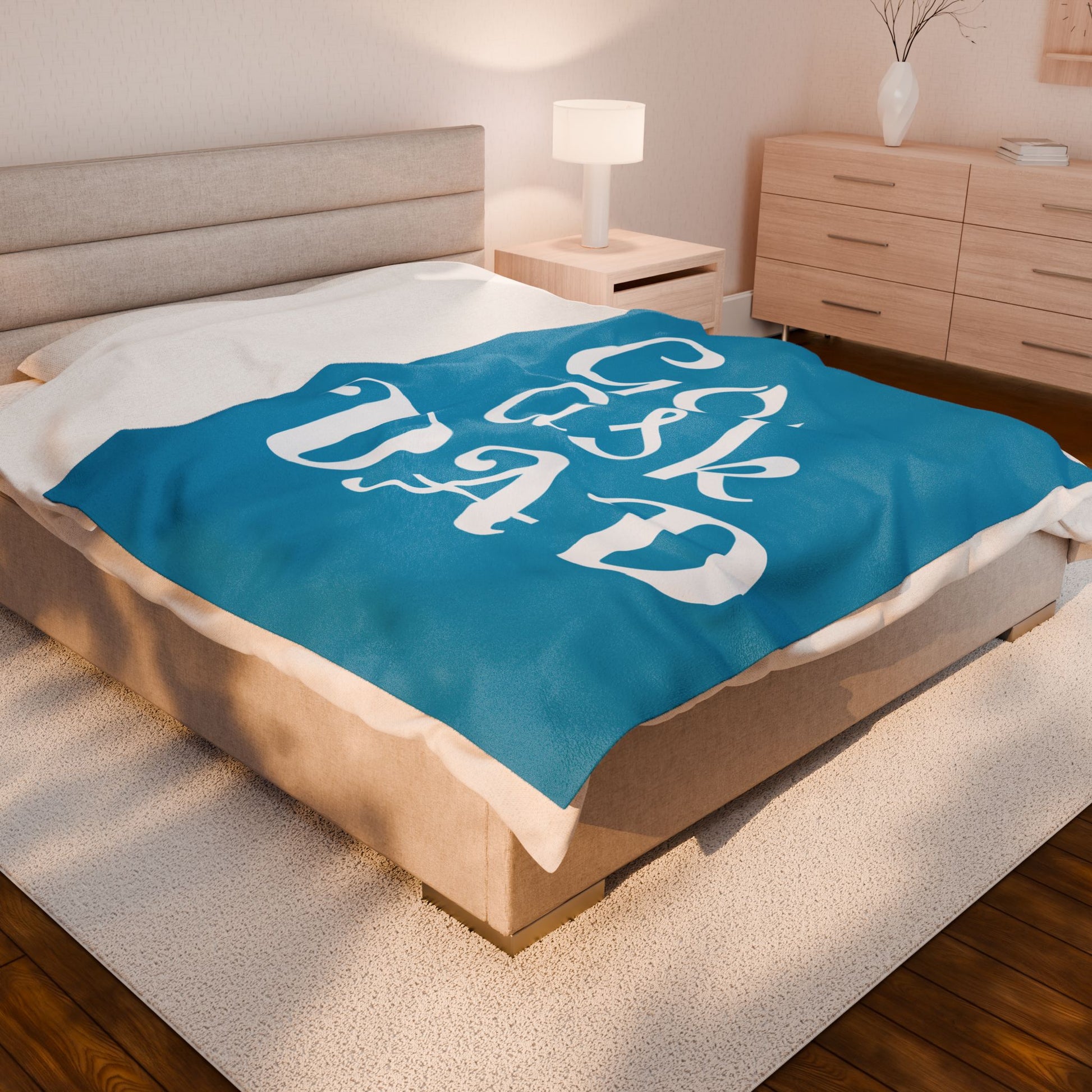 Velveteen Plush Blanket Go Ask Dad Blue