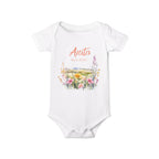 personalized bodysuit with a name and a date baby cute