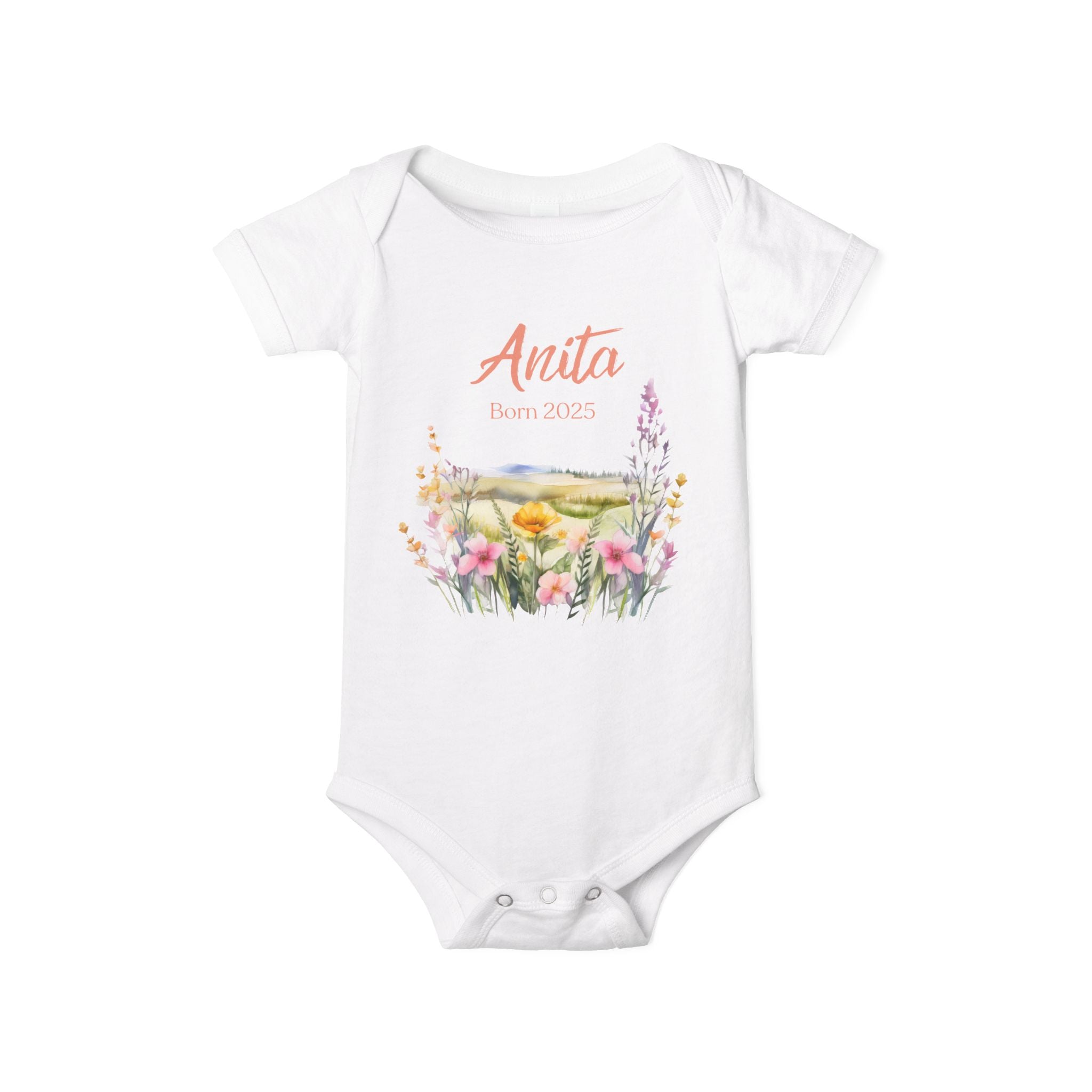 personalized bodysuit with a name and a date baby cute