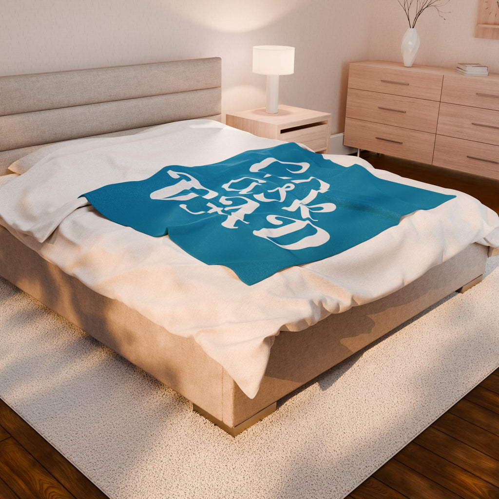 Velveteen Plush Blanket Go Ask Dad Blue