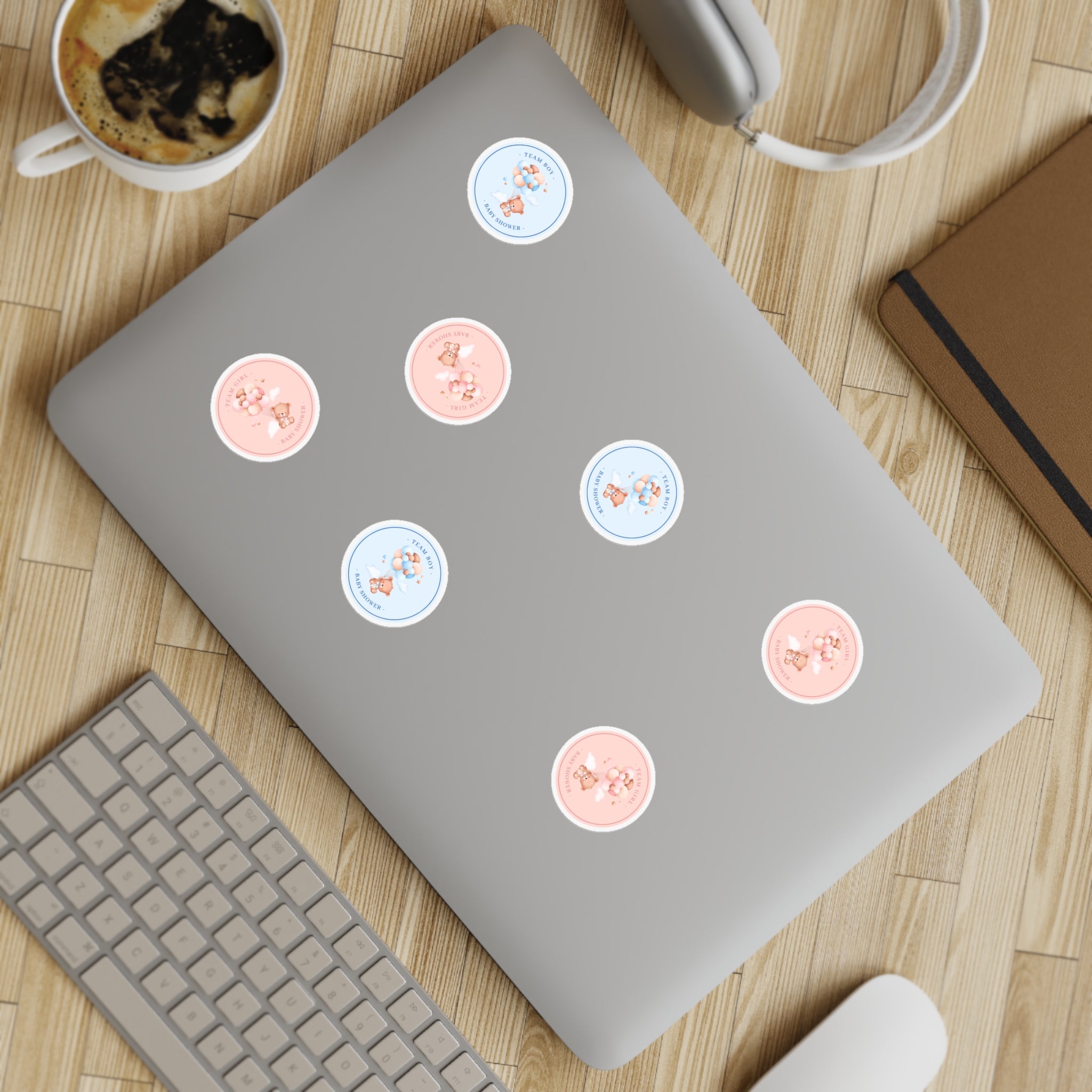 Sticker Sheets - Baby Shower Team Boy and Team Girl Bundle, 20 stickers (10 boy, 10 girl)