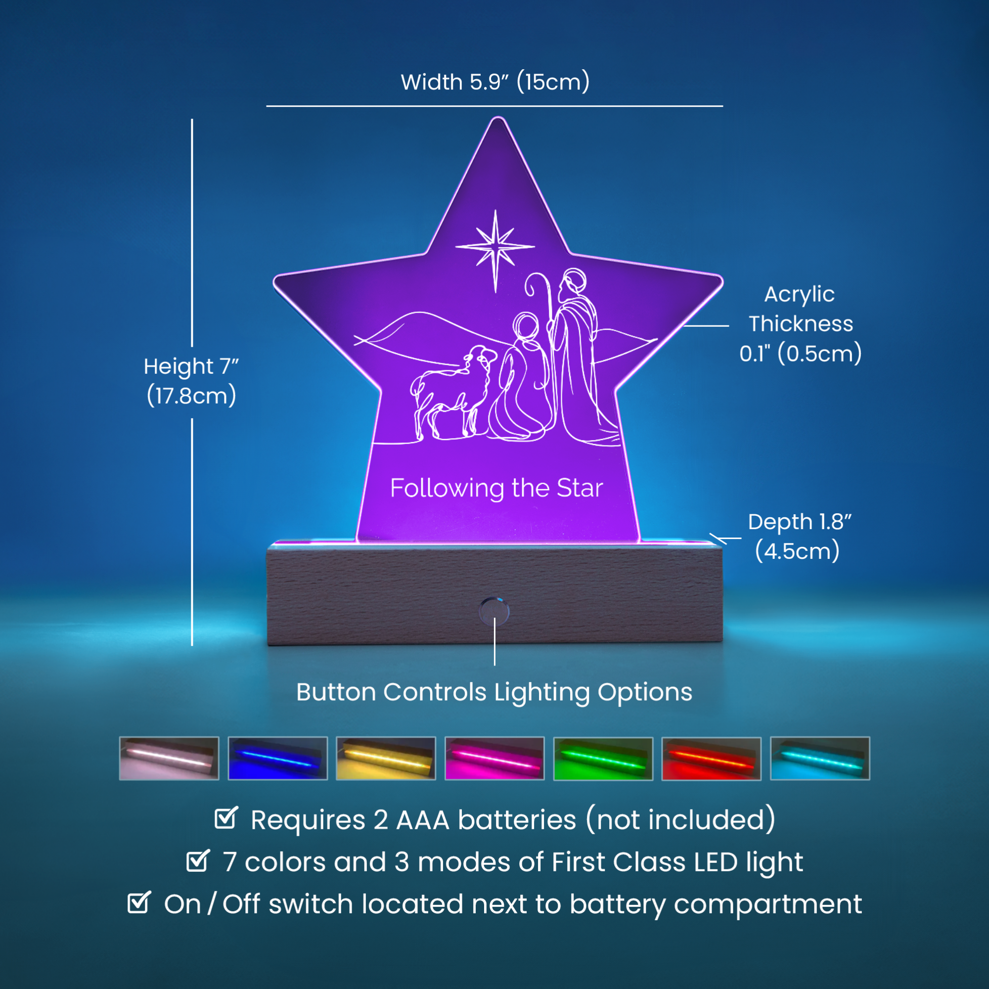 Follow the Star Christmas LED Acrylic Plaque Personalized