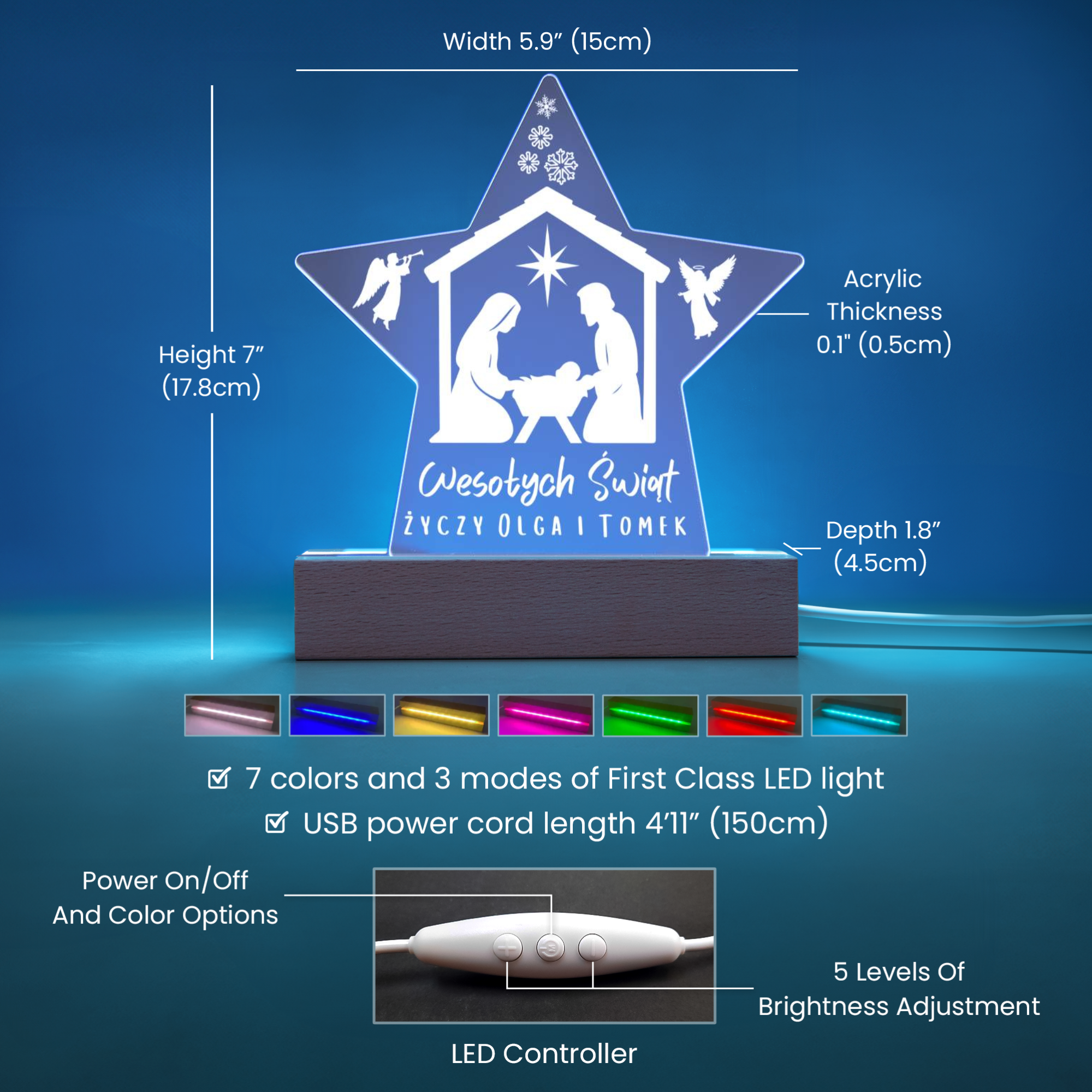 Star LED Christmas gift, personalized