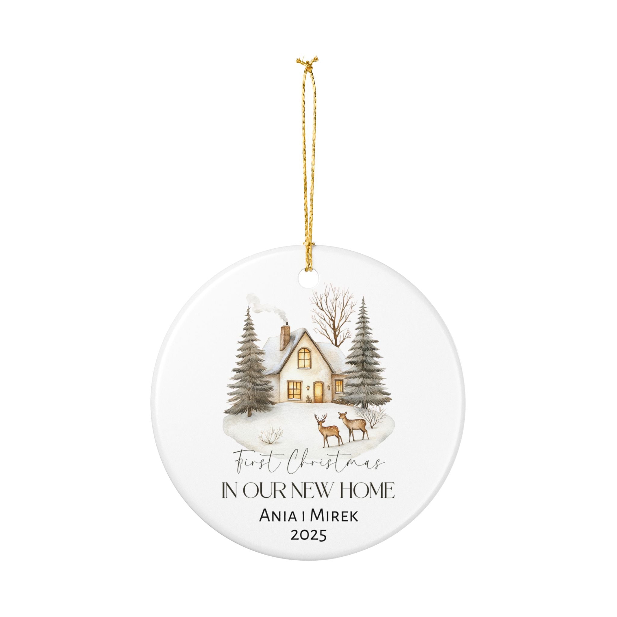 First Christmas in New Home - Ceramic Decoration Ornament, Personalized, 4 designs