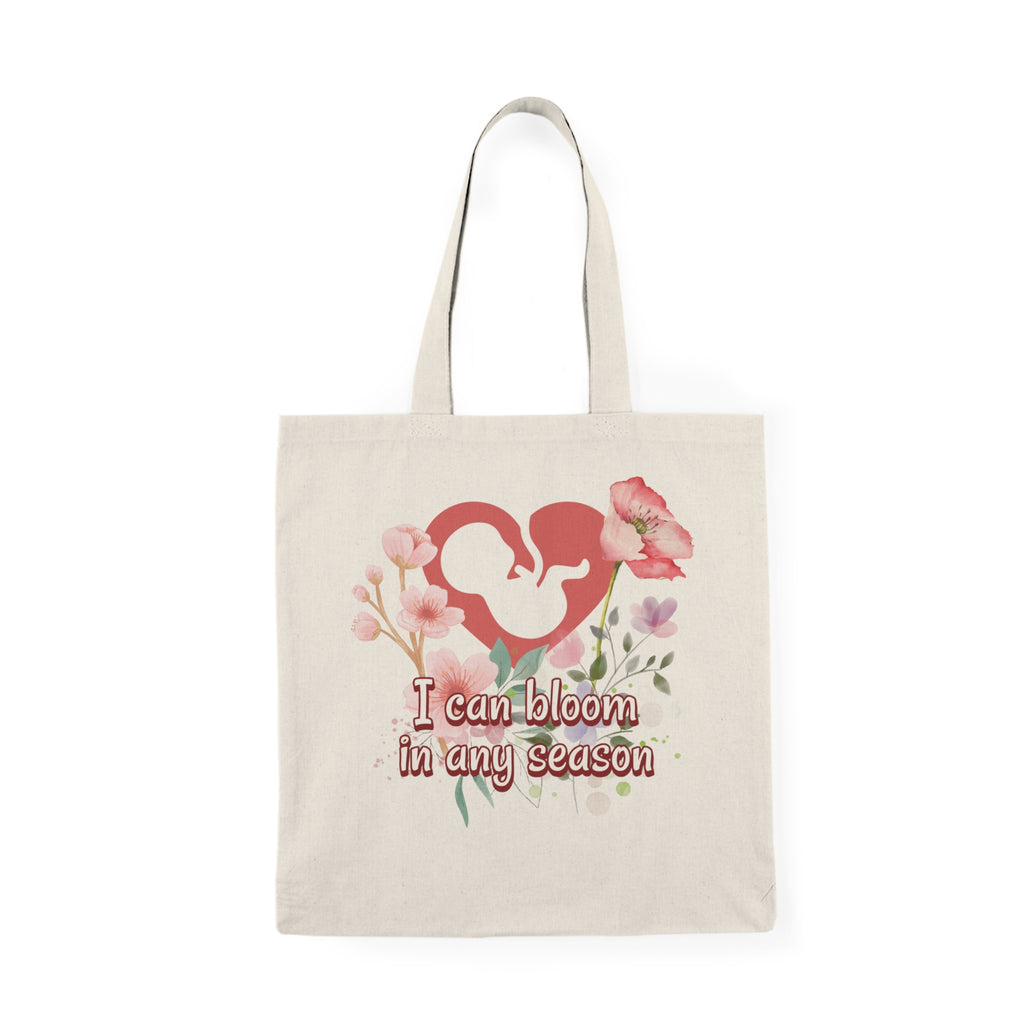 Bolsa de tela natural 100% algodón Estampado por ambos lados | Puedo florecer en cualquier estación