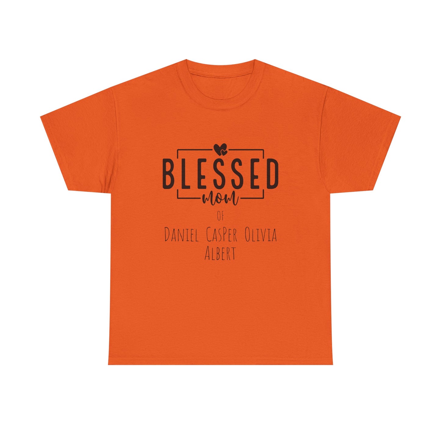 Personalized Blessed Mom Heavy Cotton Tee in different colors - with your kids names!