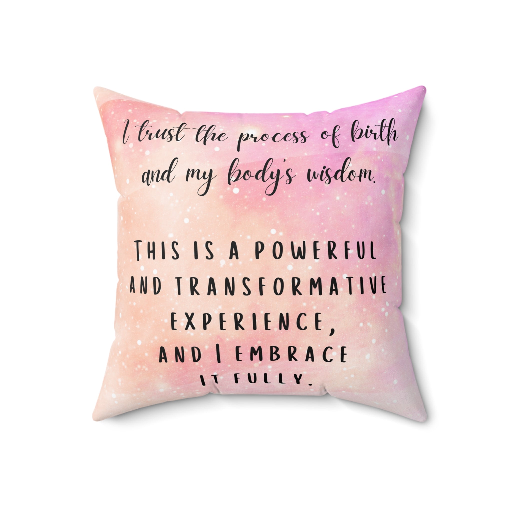 Square Pillow, Birth Affirmation Pillow