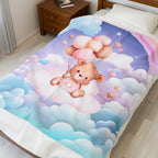 Plush Baby Bear Blanket - Pink Cozy Velveteen Throw