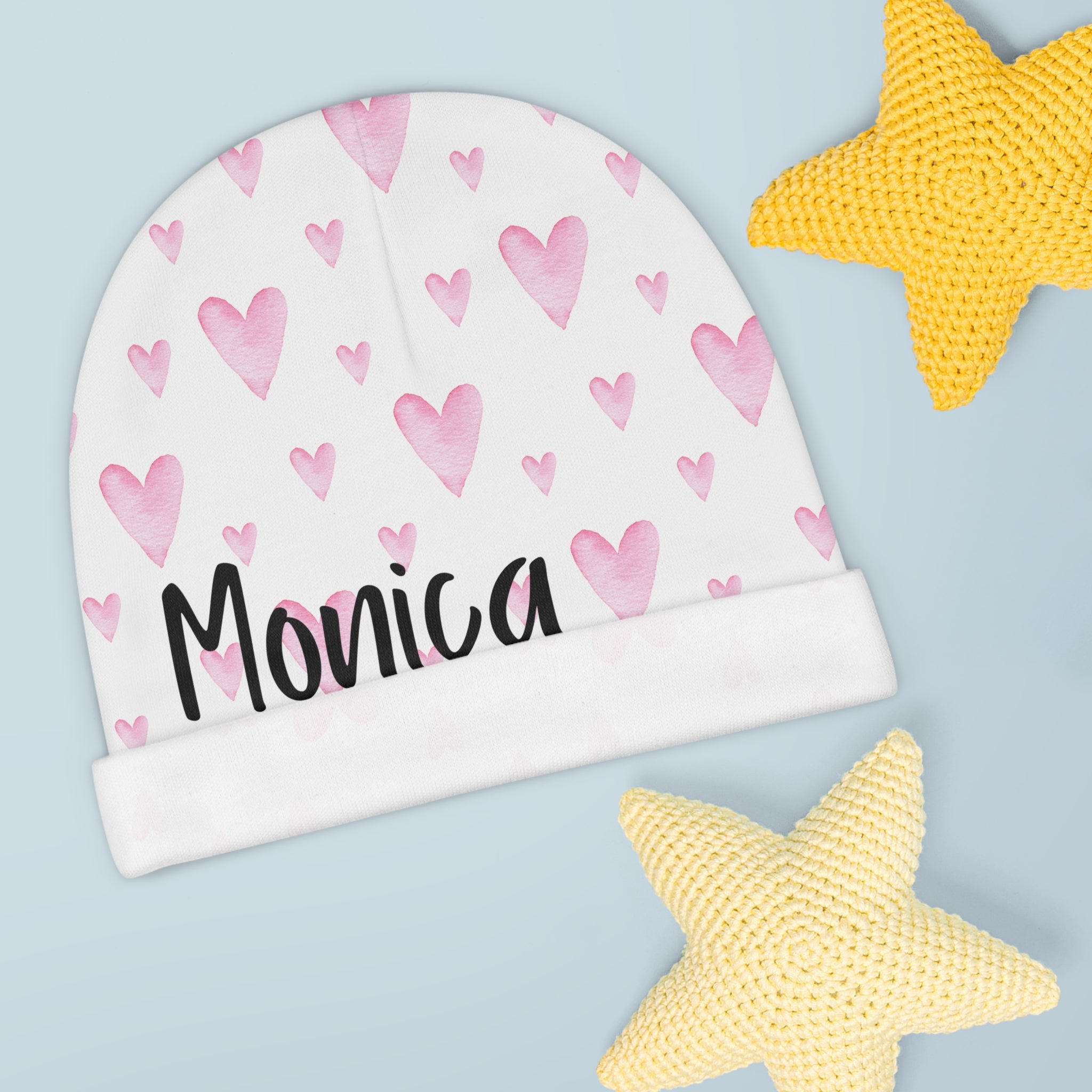 Personalized Baby Beanie Hat - Hearts