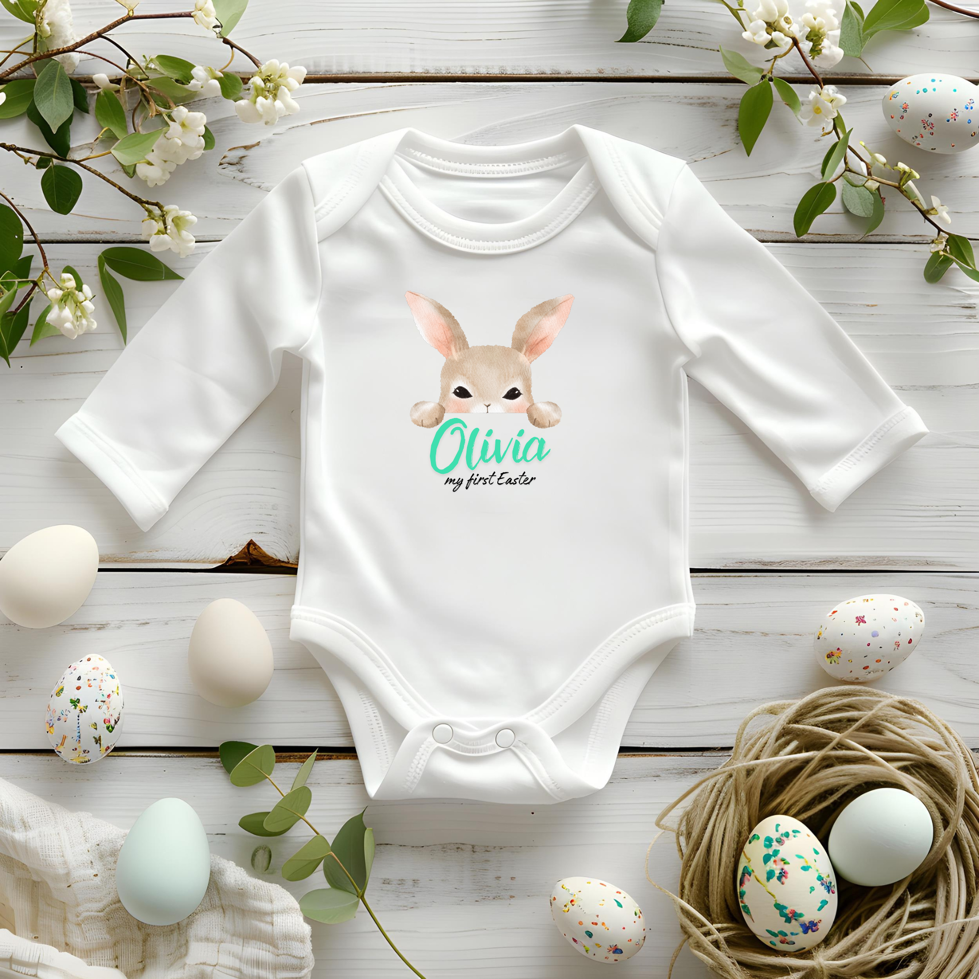 Infant Bodysuit personalized with a Name- My first Easter