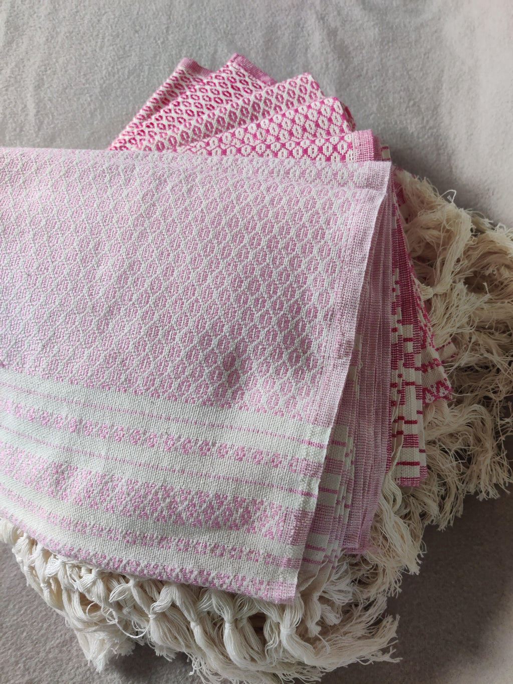 set of 7 pink rebozos from Mexico