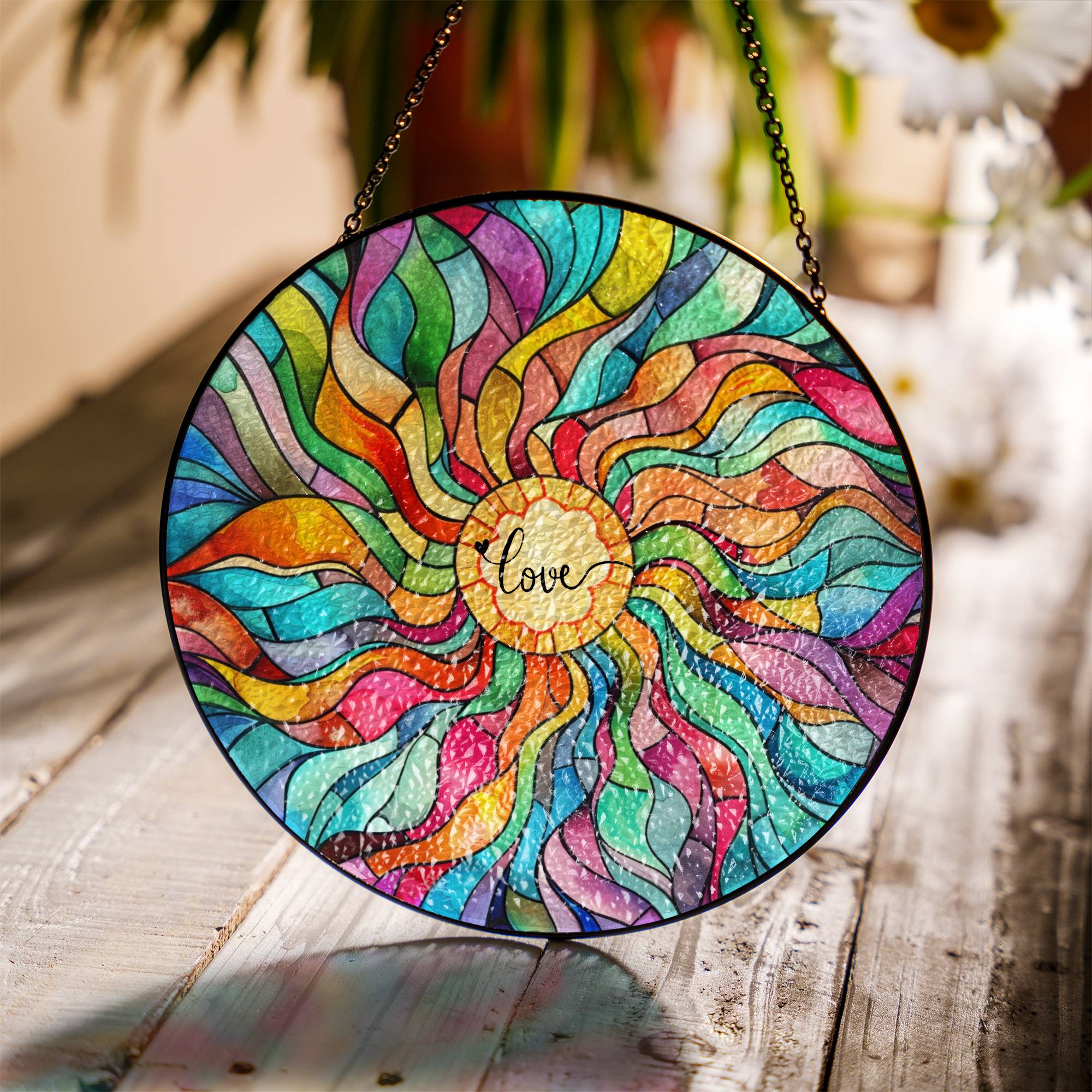 Stained Glass Suncatcher for Window Hanging Love
