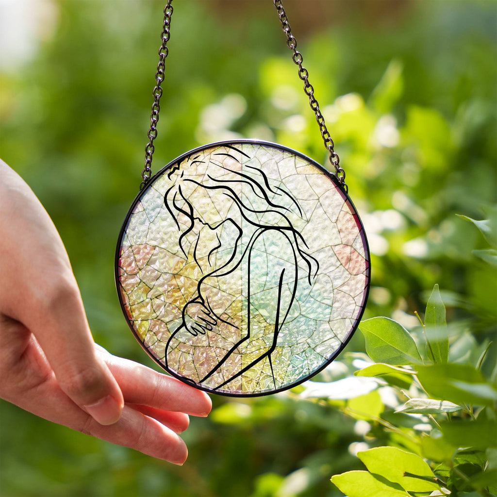 Delicate Stained Glass Suncatcher for Window Hanging Pregnancy Announcement
