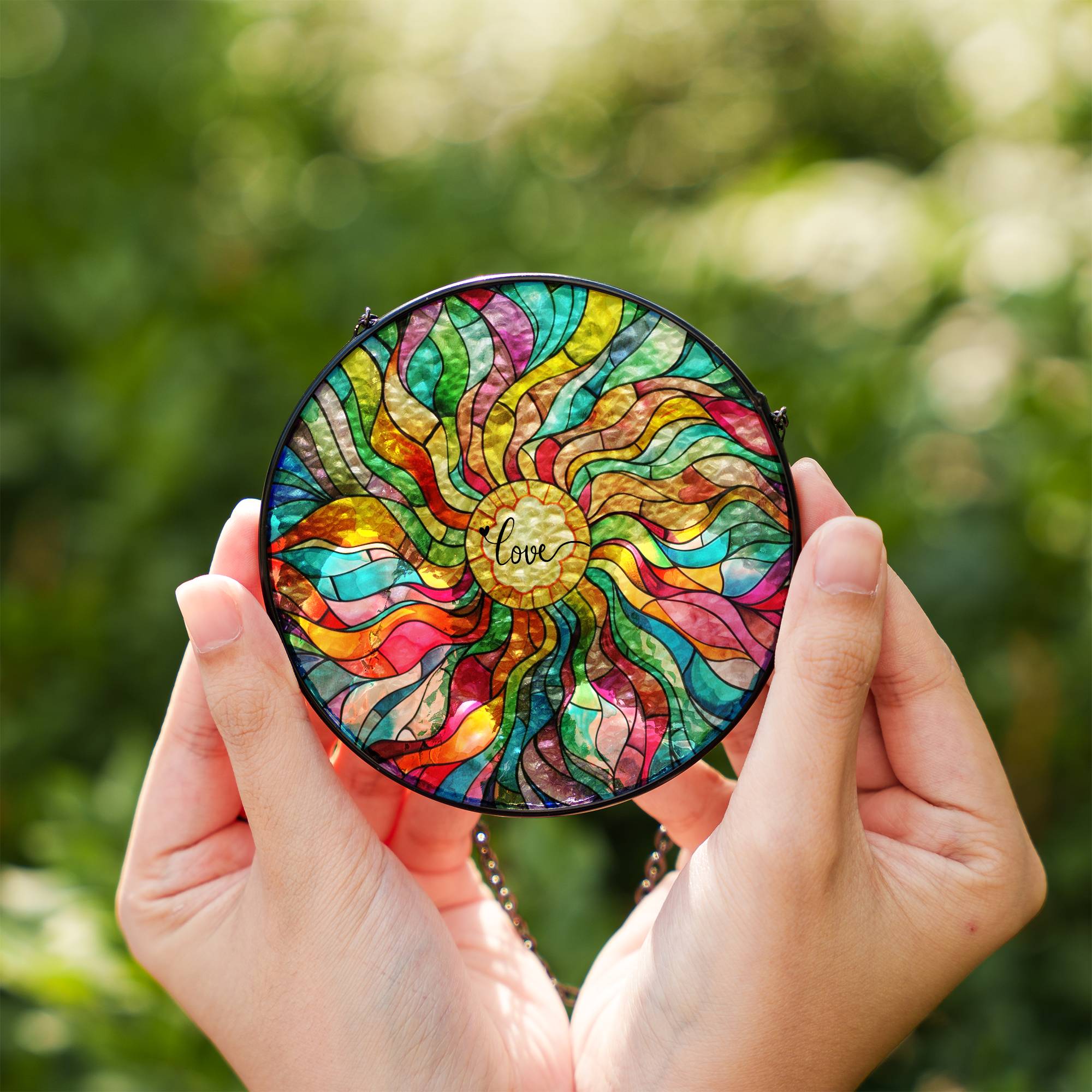 Stained Glass Suncatcher for Window Hanging Love