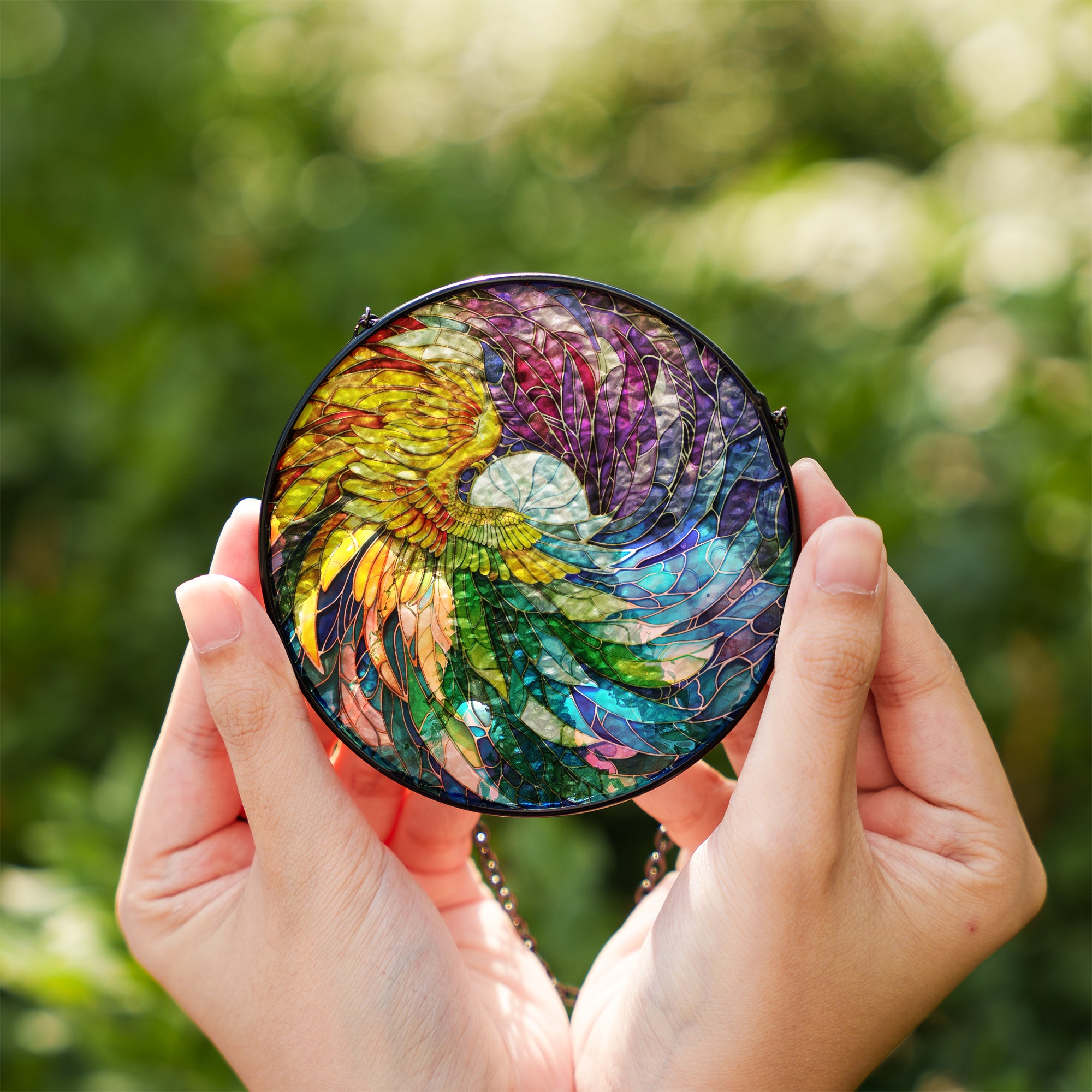 Stained Glass Suncatcher for Window Hanging Angel's Protection