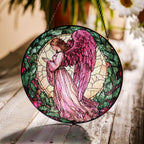 Stained Glass Pink Angel Suncatcher