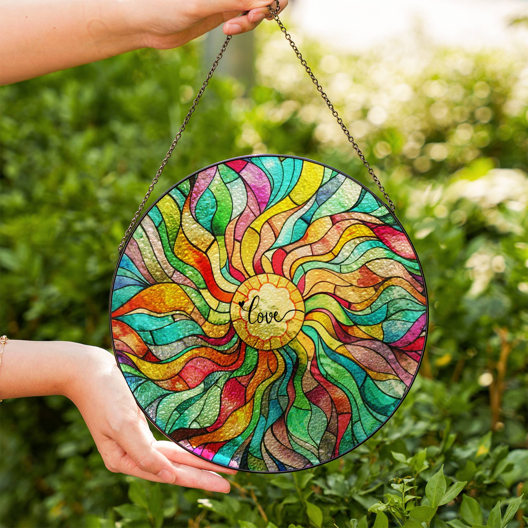 Stained Glass Suncatcher for Window Hanging Love