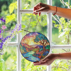stained glass suncatcher landscape with a river