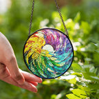 Stained Glass Suncatcher for Window Hanging Angel's Protection