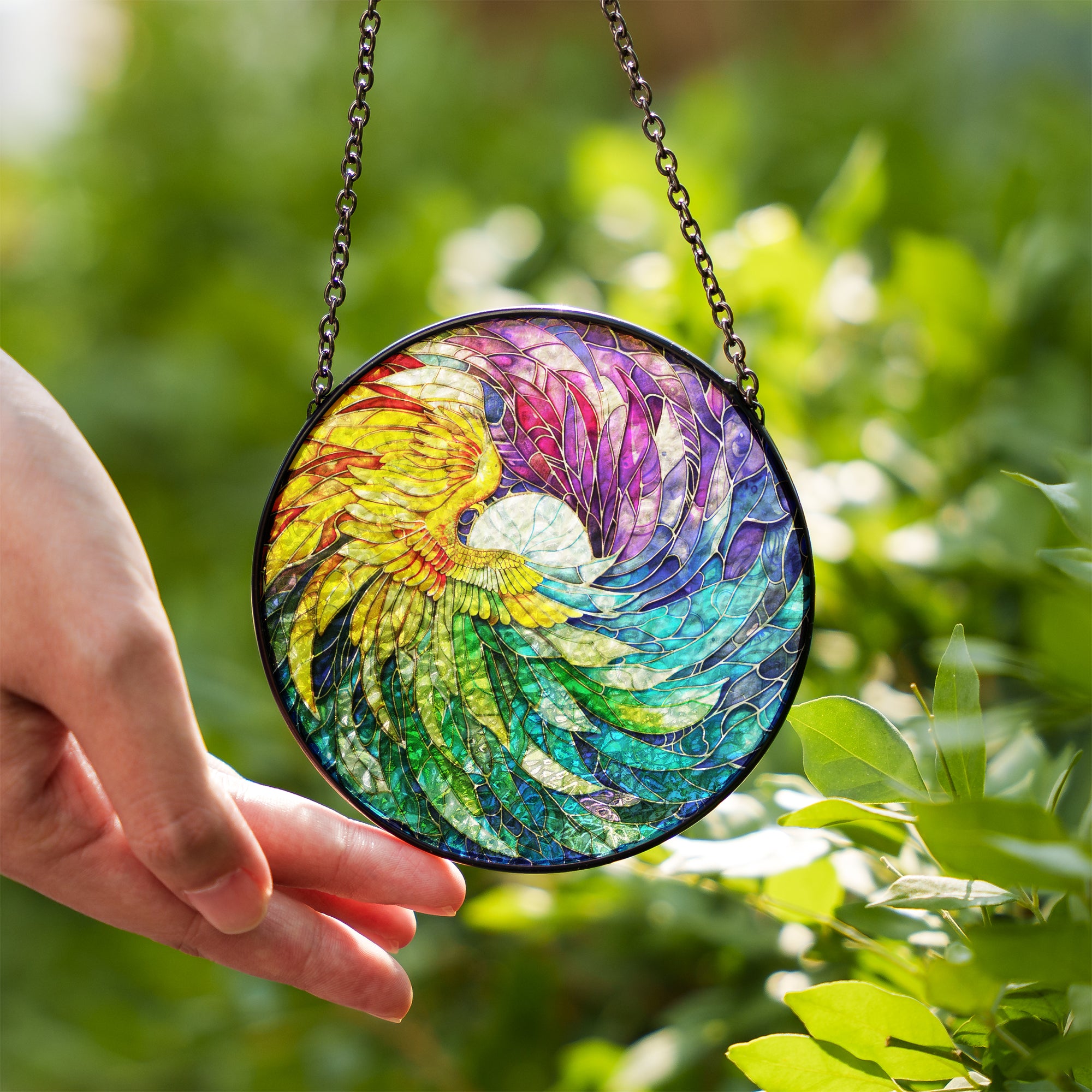 Stained Glass Suncatcher for Window Hanging Angel's Protection