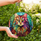 stained glass suncatcher with a cat