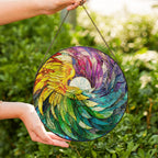 Stained Glass Suncatcher for Window Hanging Angel's Protection