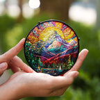 mountain glass suncatcher small in hands