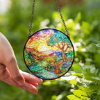 stained glass suncatcher landscape with a river