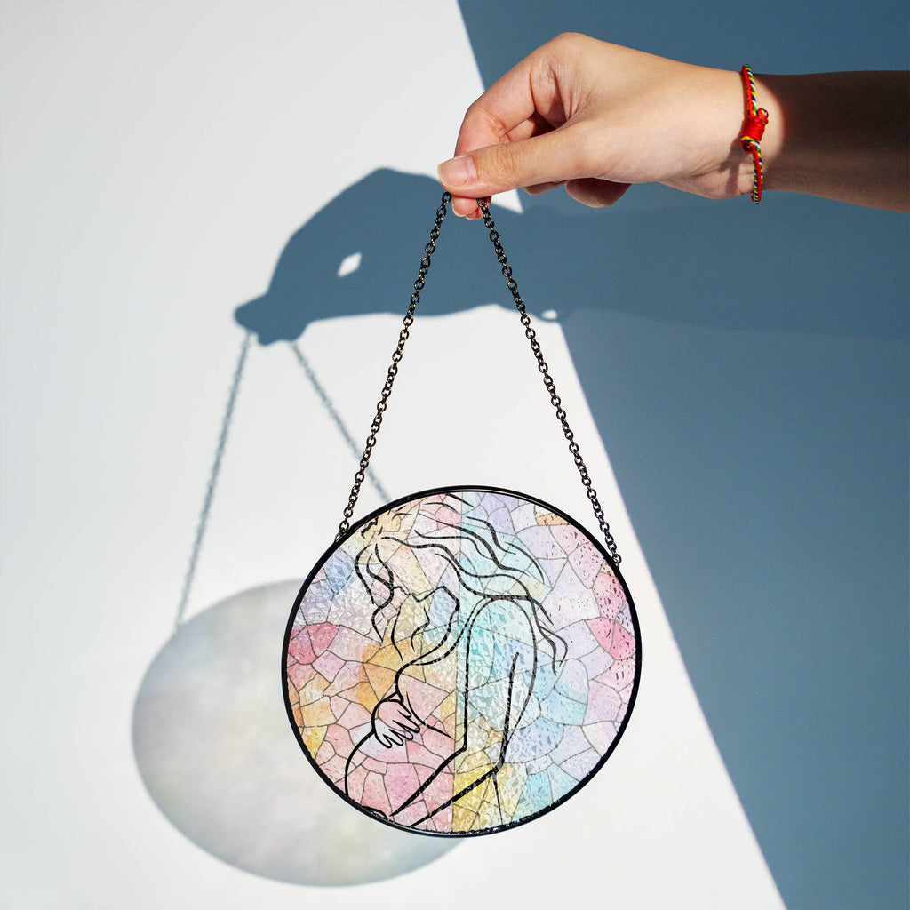 Delicate Stained Glass Suncatcher for Window Hanging Pregnancy Announcement