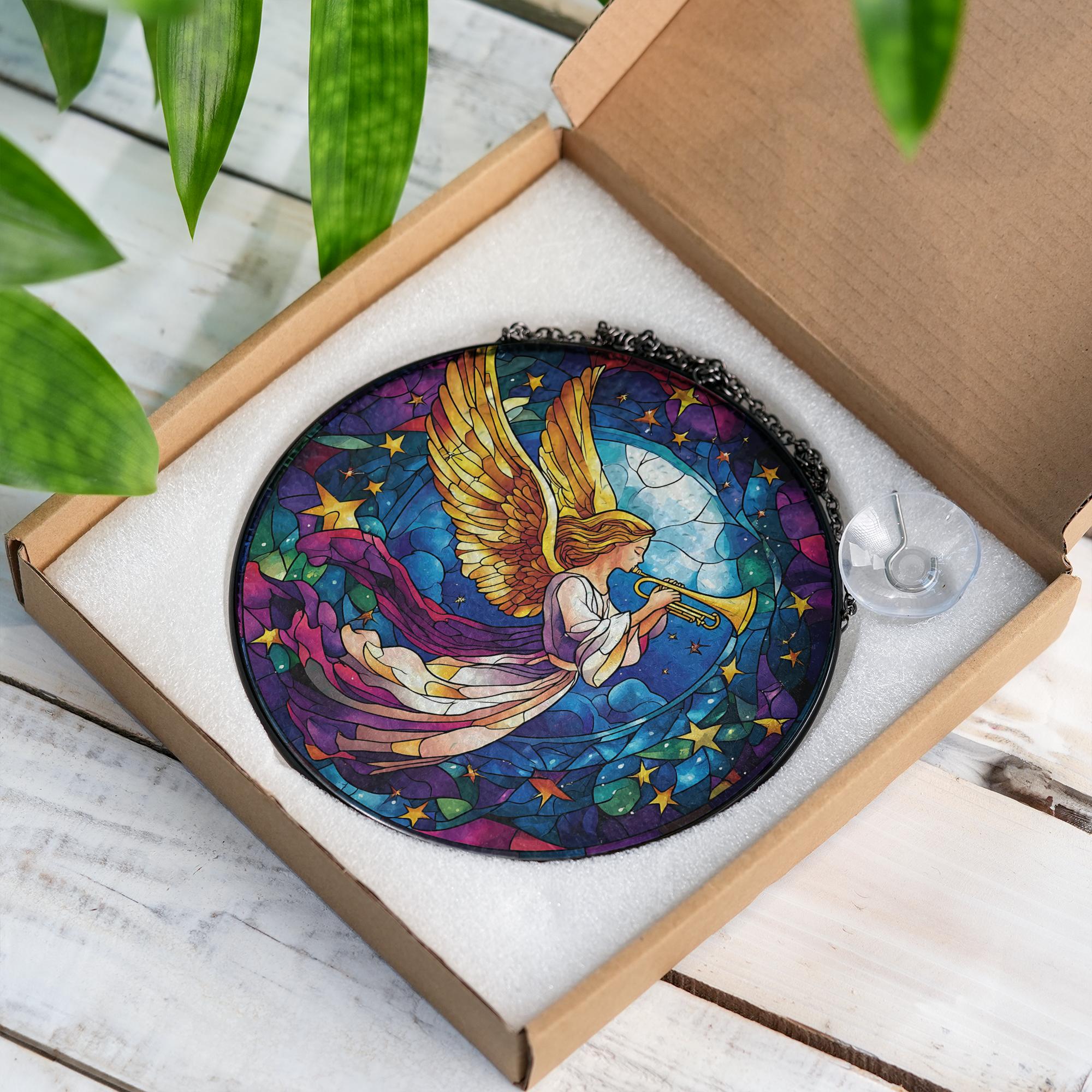 angel stained glass suncatcher gift idea or anniversary, baptism, Christmas. Christian gift