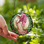 Stained Glass Pink Angel Suncatcher
